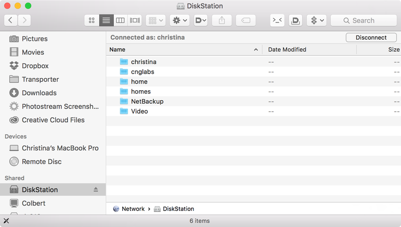 Connect to your NAS over the network to transfer files over